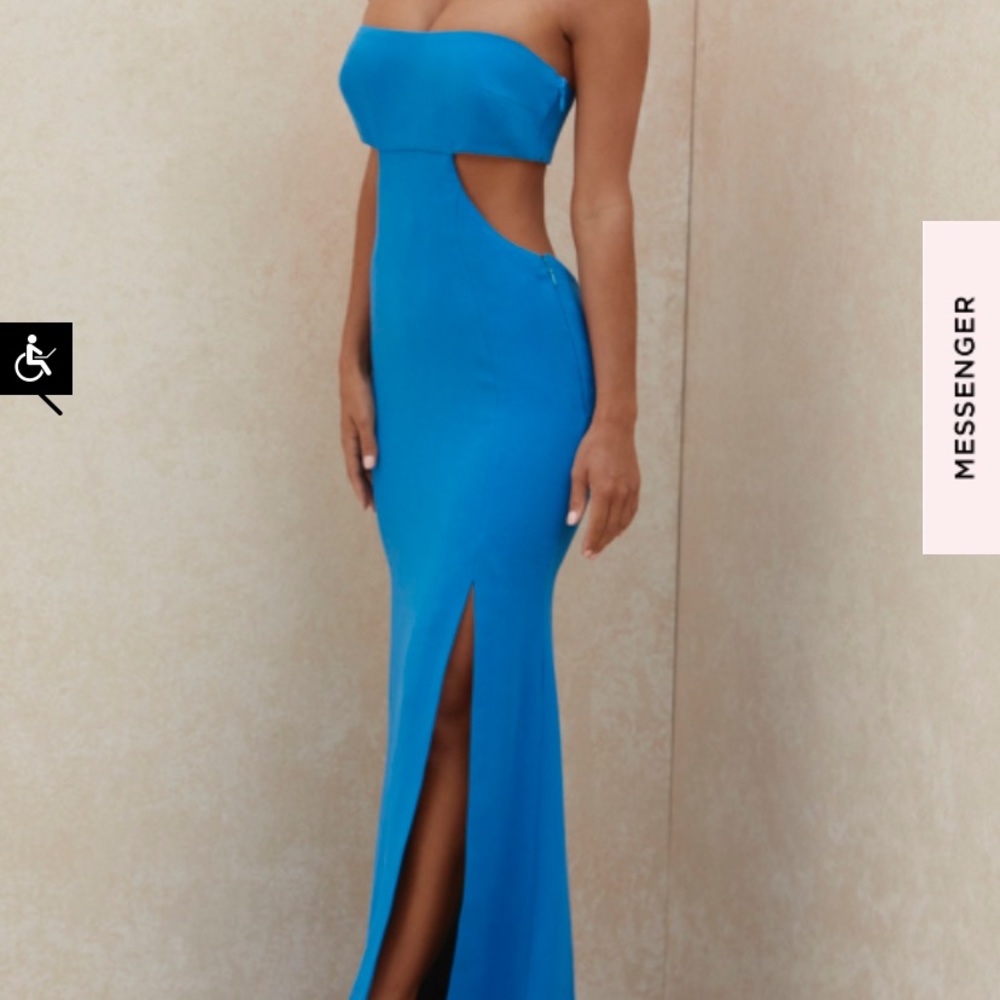 House of bc cerulean cut out strapless maxi dress